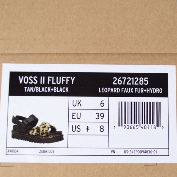 Dr. Martins Voss Fluffy Faux Fur Leather Sandals 8 - Picture 12 of 12